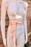 Light PINK obi belt. Soft genuine glitter leather wrap belt. Wraparound waist belt. Wide style. Soft pink dress belt in metallic leather.