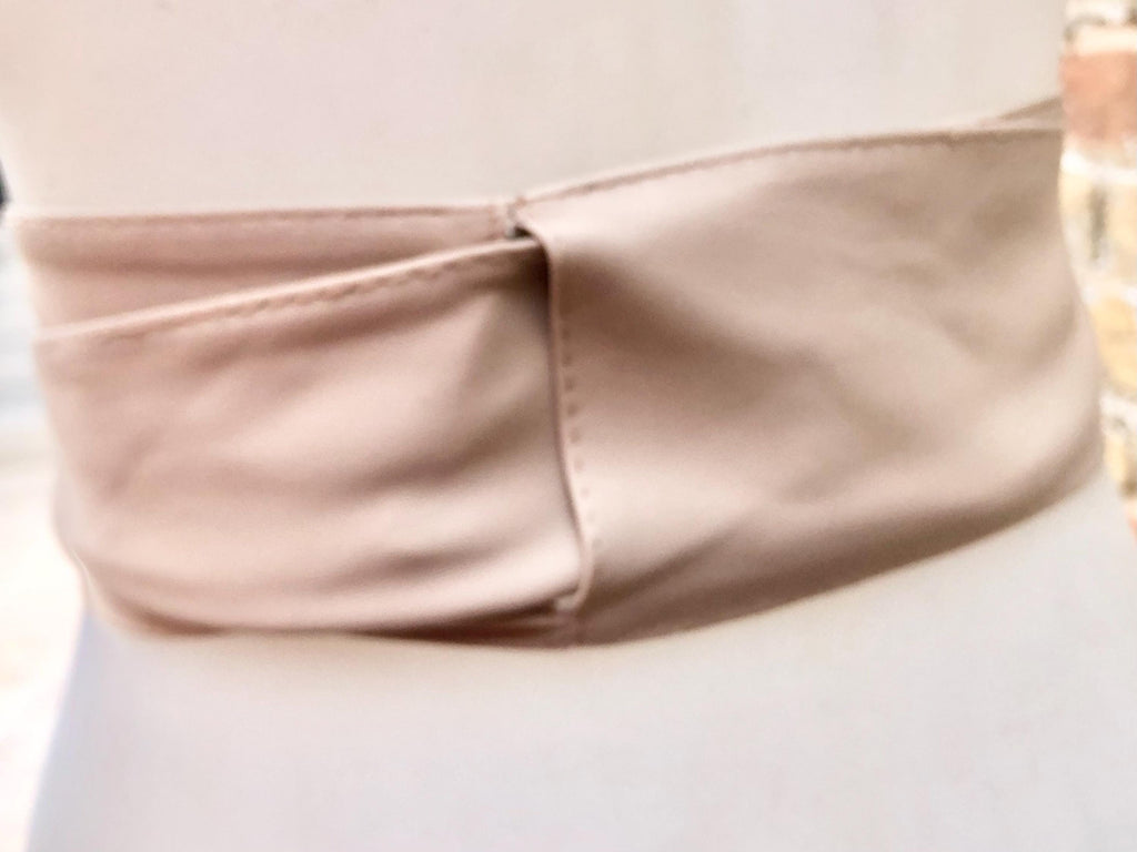 Light beige obi belt. Wrap belt in soft genuine leather. Wraparound waist belt. Wide style. Boho dress belt in soft peach beige leather
