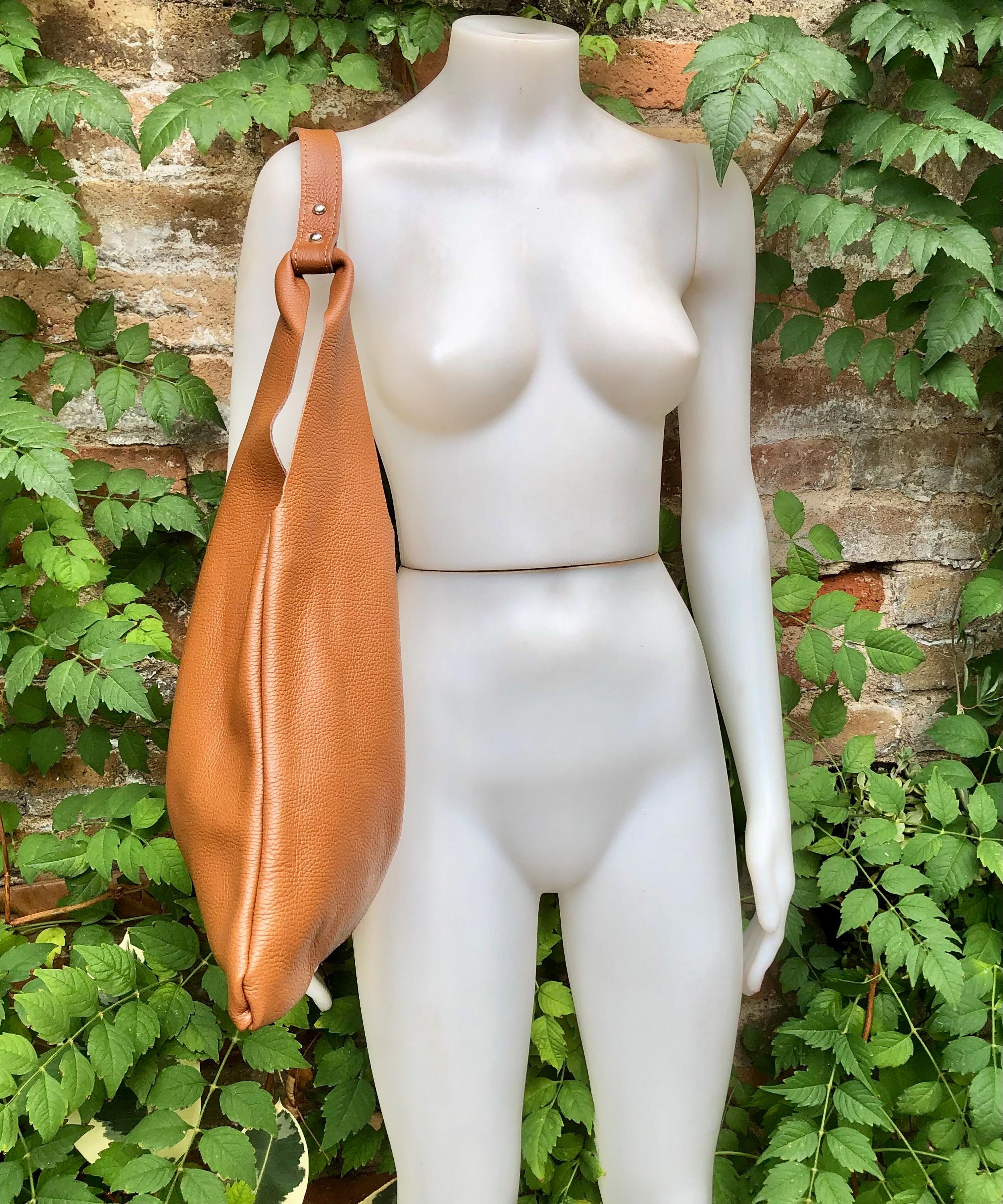 Shoulder leather bag in CAMEL BROWN. Genuine leather shopper in rusty brown. Soft natural leather Carry all bag for your laptop, books etc