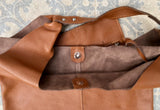 Shoulder leather bag in CAMEL BROWN. Genuine leather shopper in dark blue. Soft natural leather Carry all bag for your laptop, books etc