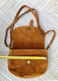 Camel BROWN suede bag. Genuine leather rusty brown crossbody bag. Small leather bag with adjustable strap and zipper. Dark brown suede purse