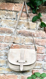 Beige suede bag. Genuine leather beige crossbody bag. Small leather bag with adjustable strap and zipper. Dark brown suede purse