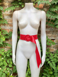 RED leather waist belt with large round buckle. Soft leather belt in RED. Genuine leather bright RED dress belt. Red wide waist belt