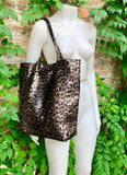 CHEETAH print tote leather bag. Genuine leather shopper. Large leopard bag for your laptop, books. Glossy animal print soft leather purse.