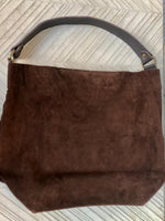 Slouch leather bag in dark brown. Brown suede hobo shoulder bag. Boho bag. Book or tablet bags in suede. BROWN suede purse. Leather shopper