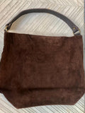 Slouch leather bag in dark brown. Brown suede hobo shoulder bag. Boho bag. Book or tablet bags in suede. BROWN suede purse. Leather shopper