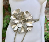 Flower leather belt in GOLD. Waist, overall or dress belt. Genuine leather. GOLD rose belt. Large GOLDEN flower.