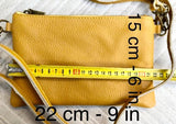 2 sided yellow + snake print leather bag. Crossbody / shoulder bag in GENUINE leather. Small yellow purse. Yellow, black, green animal print