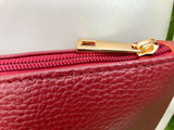 Small leather bag in burgundy. GENUINE leather crossbody / shoulder bag. Dark red leather bag with GOLD hardware. Wine red leather purse