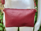 Small leather bag in burgundy. GENUINE leather crossbody / shoulder bag. Dark red leather bag with GOLD hardware. Wine red leather purse