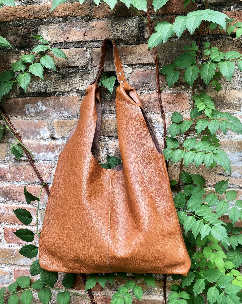 Shoulder leather bag in CAMEL BROWN. Genuine leather shopper in rusty brown. Soft natural leather Carry all bag for your laptop, books etc
