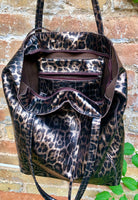 CHEETAH print tote leather bag. Genuine leather shopper. Large leopard bag for your laptop, books. Glossy animal print soft leather purse.