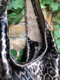 CHEETAH print slouch bag.Leopard print genuine leather bag with ZIPPER. Bronze metallic leather. Animal print genuine leather purse. Panther