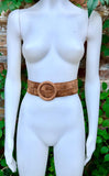 Camel brown suede waist belt with large round buckle. Boho soft suede wide belt. Genuine suede tan brown leather. Caramel brown dress belt