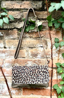 Cheetah print small leather bag in BRONZE. Cross body bag, shoulder bag in GENUINE leather. Animal print genuine leather bag. Leopard purse