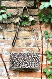 Cheetah print small leather bag in BRONZE. Cross body bag, shoulder bag in GENUINE leather. Animal print genuine leather bag. Leopard purse