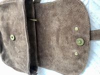 Light BROWN suede bag. Genuine leather taupe crossbody bag. Greyge small leather bag. Adjustable strap + zipper. Tan brown suede purse.