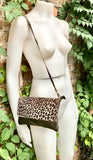 Cheetah print small leather bag in BRONZE. Cross body bag, shoulder bag in GENUINE leather. Animal print genuine leather bag. Leopard purse