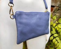 Small leather bag in PURPLE. Violet crossbody / shoulder bag or wristlet in GENUINE leather. Mauve leather purse + adjustable strap.