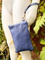 Small leather bag in PURPLE. Violet crossbody / shoulder bag or wristlet in GENUINE leather. Mauve leather purse + adjustable strap.