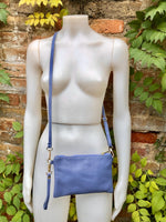 Small leather bag in PURPLE. Violet crossbody / shoulder bag or wristlet in GENUINE leather. Mauve leather purse + adjustable strap.