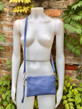Small leather bag in PURPLE. Violet crossbody / shoulder bag or wristlet in GENUINE leather. Mauve leather purse + adjustable strap.