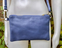 Small leather bag in PURPLE. Violet crossbody / shoulder bag or wristlet in GENUINE leather. Mauve leather purse + adjustable strap.