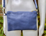 Small leather bag in PURPLE. Violet crossbody / shoulder bag or wristlet in GENUINE leather. Mauve leather purse + adjustable strap.