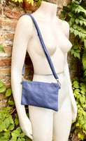 Small leather bag in PURPLE. Violet crossbody / shoulder bag or wristlet in GENUINE leather. Mauve leather purse + adjustable strap.