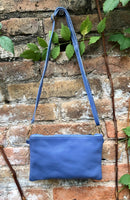 Small leather bag in PURPLE. Violet crossbody / shoulder bag or wristlet in GENUINE leather. Mauve leather purse + adjustable strap.