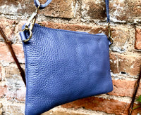 Small leather bag in PURPLE. Violet crossbody / shoulder bag or wristlet in GENUINE leather. Mauve leather purse + adjustable strap.