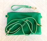 Small leather bag in green. GENUINE leather crossbody / shoulder bag . GREEN leather bag with adjustable strap. Small GREEN leather purse