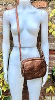 Small leather bag in COPPER. GENUINE leather Crossbody / shoulder bag. Metallic shine leather bag. Adjustable strap + zipper. Copper purse