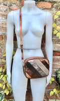 Small leather bag in COPPER. GENUINE leather Crossbody / shoulder bag. Metallic shine leather bag. Adjustable strap + zipper. Copper purse