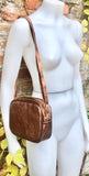 Small leather bag in COPPER. GENUINE leather Crossbody / shoulder bag. Metallic shine leather bag. Adjustable strap + zipper. Copper purse