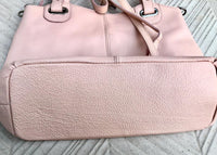 LIGHT PINK genuine leather bag. Hand / shoulder / crossbody bag. Removable longer adjustable strap. Pink shopper bag. Pink leather purse