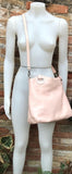 LIGHT PINK genuine leather bag. Hand / shoulder / crossbody bag. Removable longer adjustable strap. Pink shopper bag. Pink leather purse