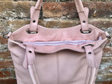 LIGHT PINK genuine leather bag. Hand / shoulder / crossbody bag. Removable longer adjustable strap. Pink shopper bag. Pink leather purse