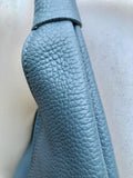 Slouch leather bag in blue - gray. Large shoulder leather bag. Origami boho bag. Large denim blue GENUINE leather purse. Blue shopper bag