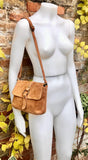 Camel BROWN suede bag.Genuine leather tan brown crossbody bag. Small leather bag with adjustable strap and zipper. Caramel brown suede purse