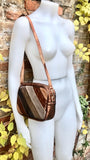 Small leather bag in COPPER. GENUINE leather Crossbody / shoulder bag. Metallic shine leather bag. Adjustable strap + zipper. Copper purse