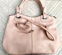 LIGHT PINK genuine leather bag. Hand / shoulder / crossbody bag. Removable longer adjustable strap. Pink shopper bag. Pink leather purse