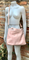 LIGHT PINK genuine leather bag. Hand / shoulder / crossbody bag. Removable longer adjustable strap. Pink shopper bag. Pink leather purse