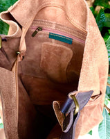 Slouch leather bag in rusty brown. Dark saddle brown hobo bag. Boho bag.Book or tablet bags in suede. Dark camel brown soft leather shopper