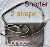 Light brown leather bag. GENUINE leather cross body / shoulder bag. Dark beige bag + adjustable strap. Taupe greyge leather purse. 2 straps