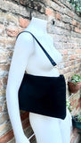 BLACK leather bag. GENUINE leather cross body / shoulder bag. BLACK bag + adjustable strap. Black leather purse. 2 straps