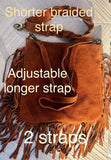 Brown crossbody / shoulder bag. Rusty brown boho suede leather bag with FRINGES. Genuine leather messenger with 2 straps. Brown suede purse
