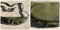 Green FANNY pack .Small leather crossbody/ hip bag, bum pack bag in GENUINE leather. Khaki purse with adjustable strap
