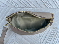 Light brown FANNY pack .Small taupe leather crossbody/ hip bag, bum pack bag in GENUINE leather. Dark beige purse with adjustable strap