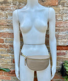 Light brown FANNY pack .Small taupe leather crossbody/ hip bag, bum pack bag in GENUINE leather. Dark beige purse with adjustable strap